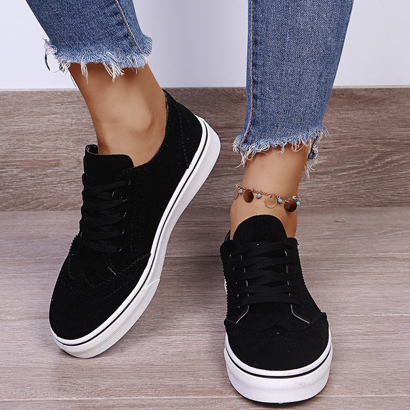 Round Toe Women's Lace-Up Shallow Flat Shoes