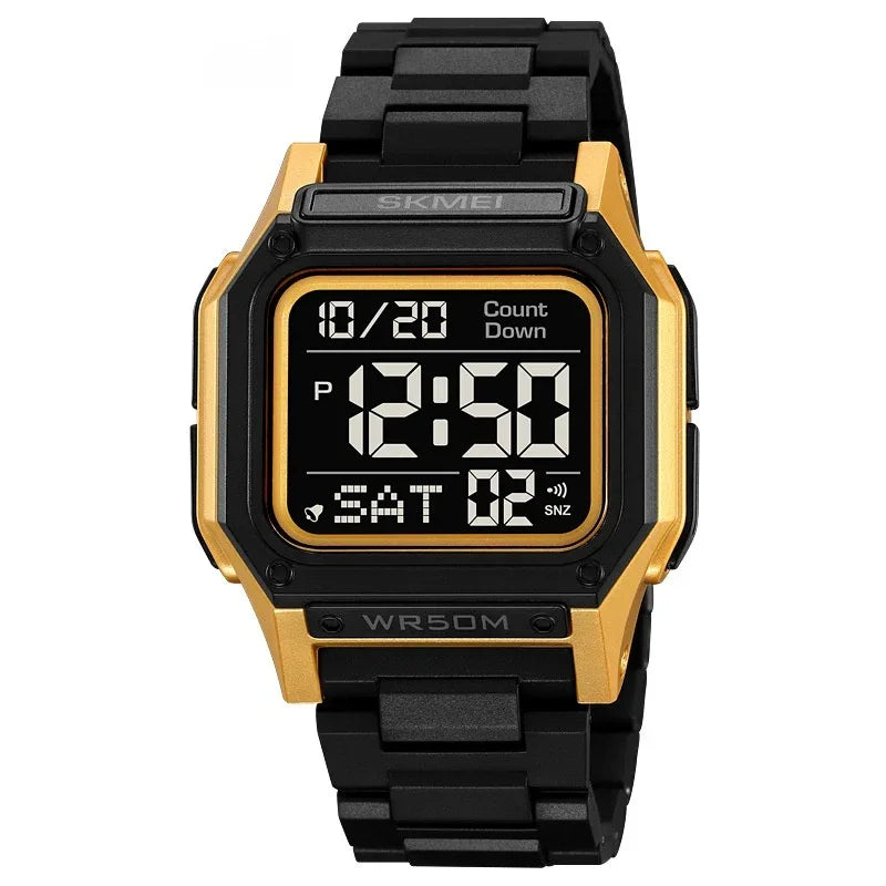 Multifunctional Rectangular Electronic Digital Resin Mirror Material Men's Watch