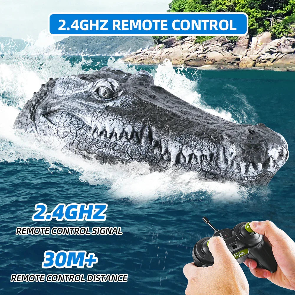 Simulated Crocodile Head Remote-Controlled Water Boat Toy.