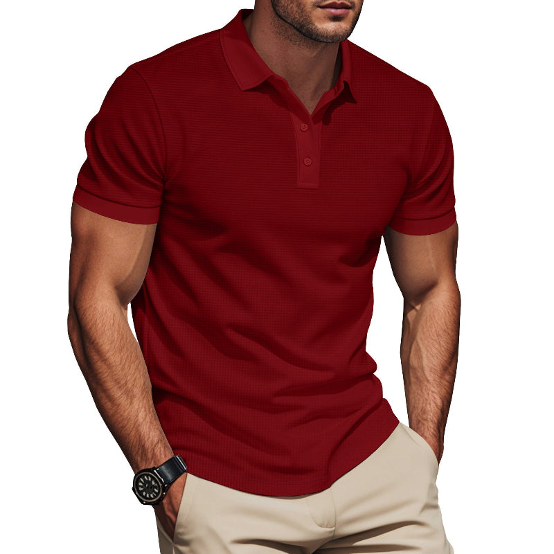 Men's Lapel Color Matching Short Sleeve Polo Shirt Plus Size