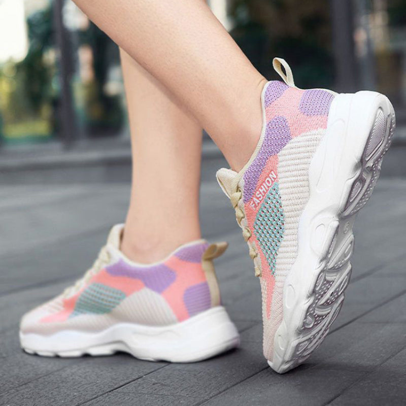 Casual Lace-Up Sneakers Women Versatile Breathable Lightweight Walking Running Shoes