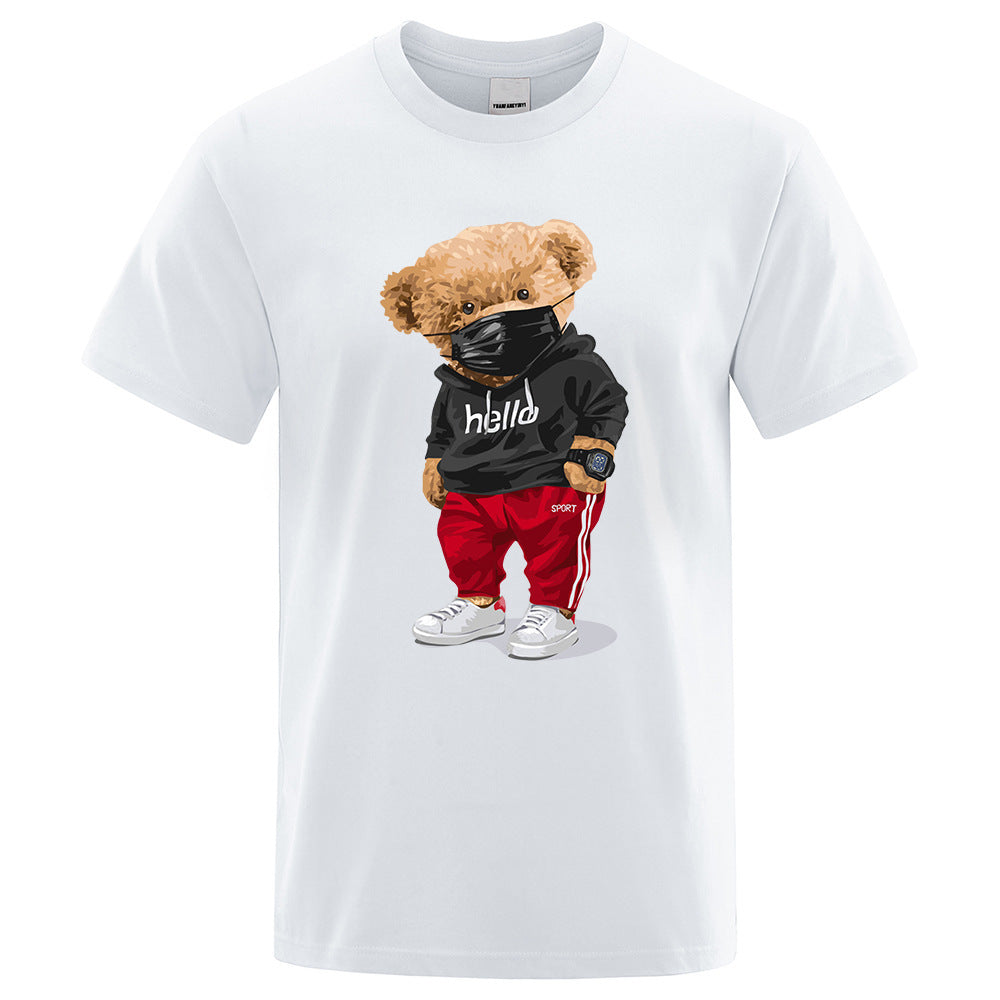 Printed Masked Bear Short-sleeve T-Shirt For Men