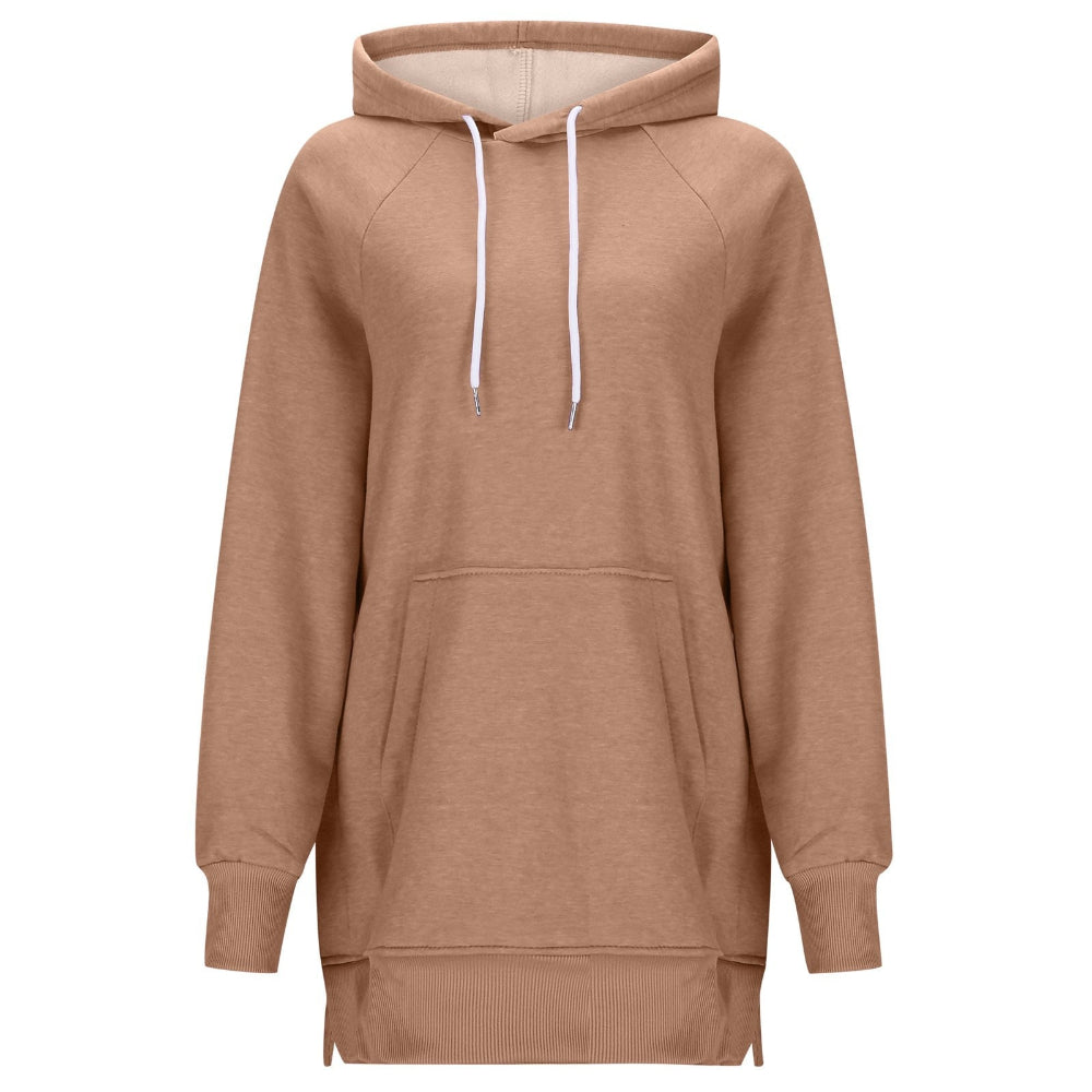 Women's Solid Color Split Shoulder Long Sleeve Hoodie