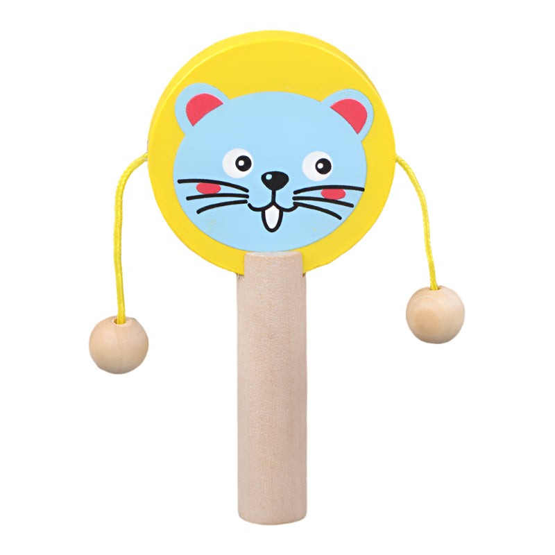 Wooden Musical Drum Rattle Toys For Babies Toddlers 0-36 Months