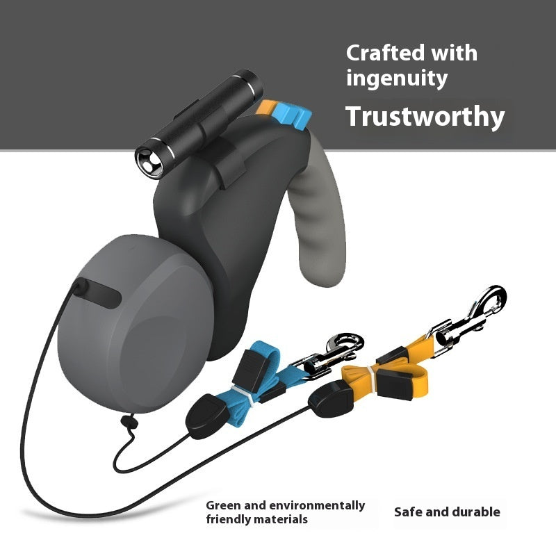 Retractable LED Light Double-Headed Dog Leash