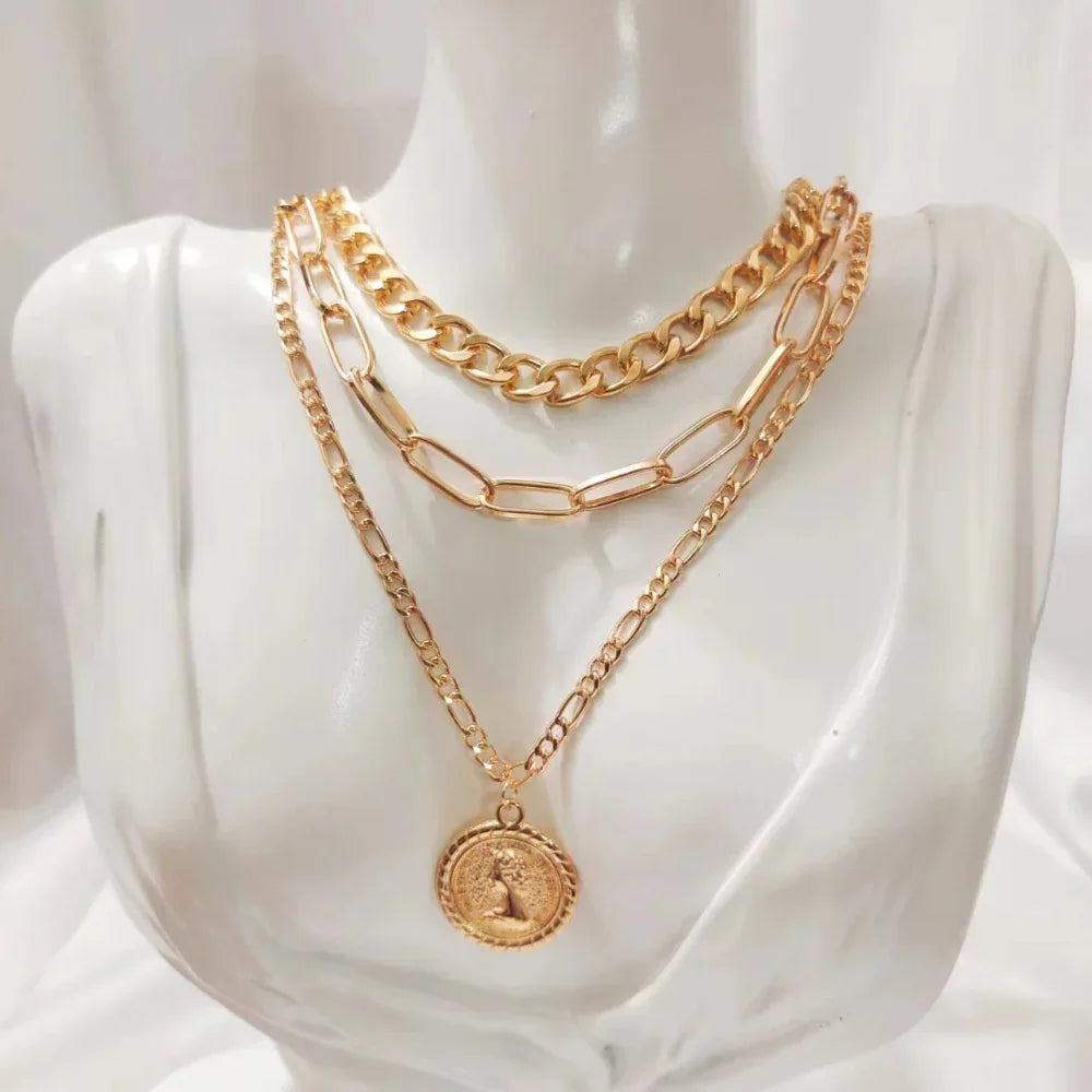 Fashionable All-Match Metal Alloy Multi-Layered Unisex Necklace