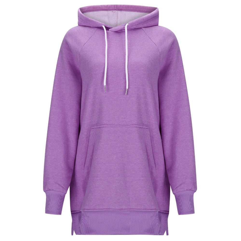 Women's Solid Color Split Shoulder Long Sleeve Hoodie
