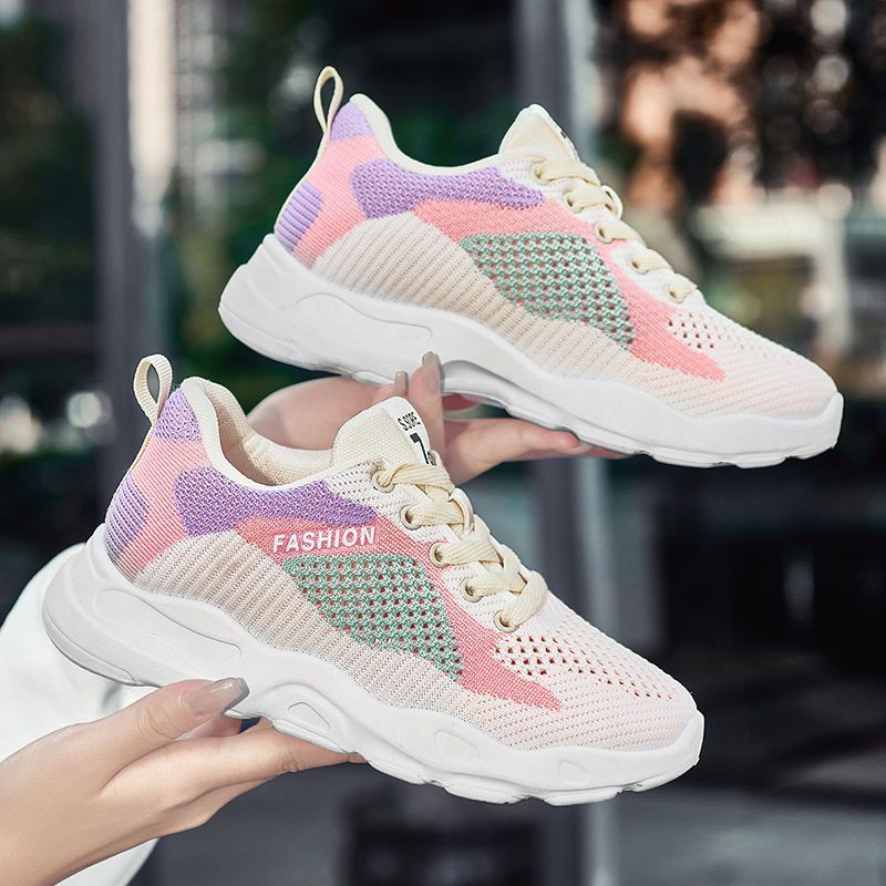 Casual Lace-Up Sneakers Women Versatile Breathable Lightweight Walking Running Shoes