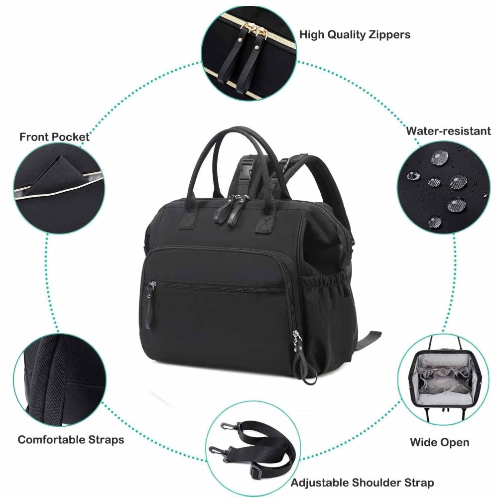 Waterproof Anti-Theft Pocket Baby Diaper Bag Mummy Parent Bag With Insulated Bottle Pockets