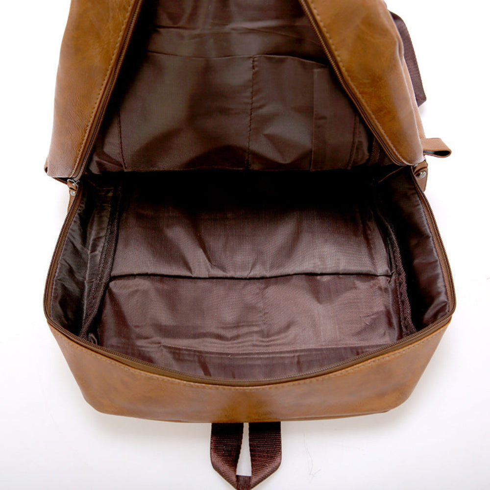 Men's PU Leather Leisure Travel Backpack