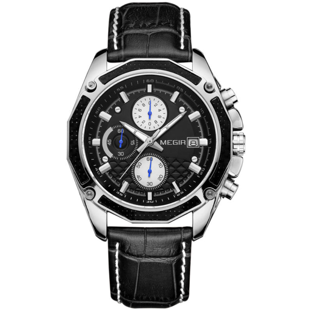 Men's Multi-Functional Leather Strap Watch