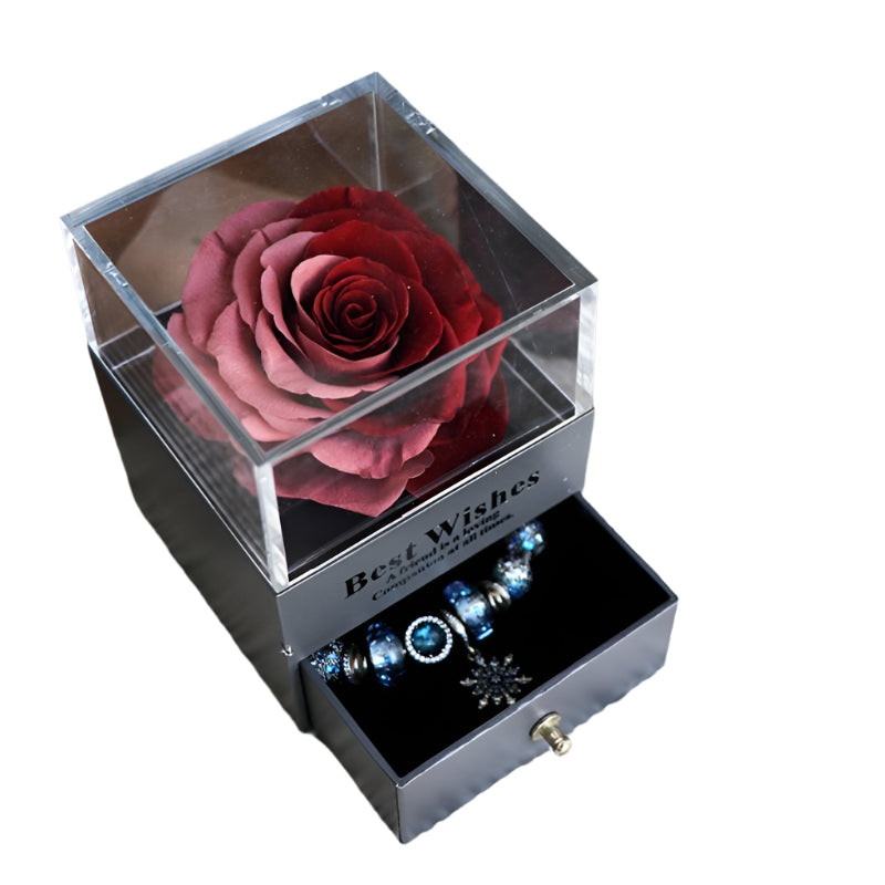 Eternal Romantic Flower Rose Jewelry Box for Birthday Presents Valentines Day Wedding Gift