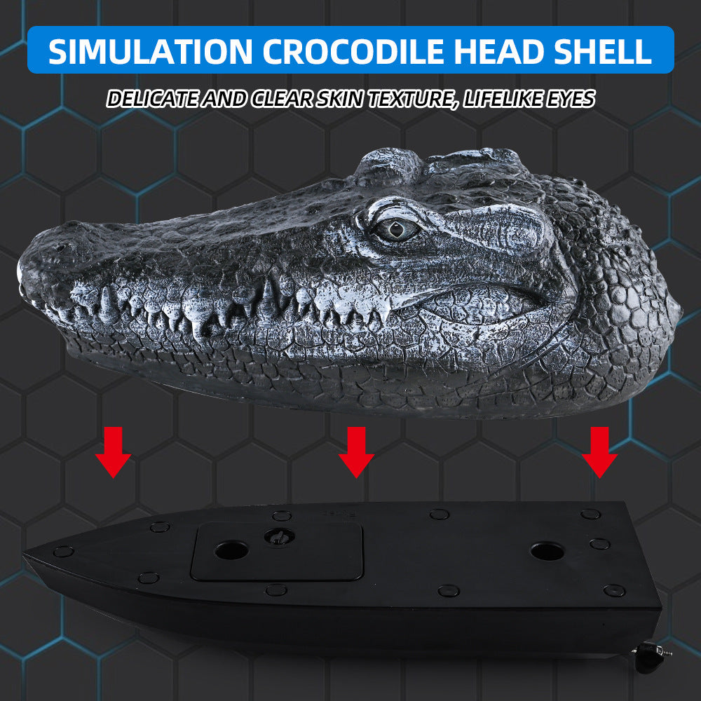 Simulated Crocodile Head Remote-Controlled Water Boat Toy.