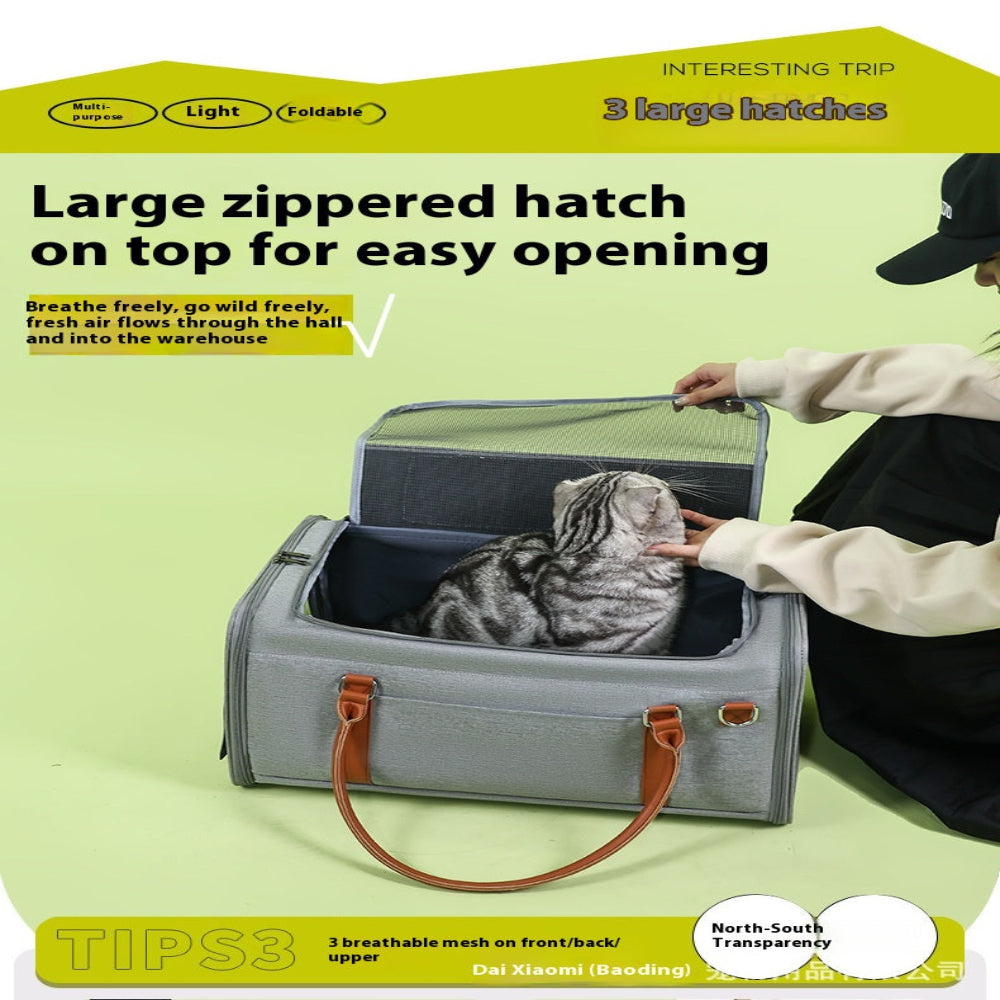 Multifunctional Trolley Cat Dog Pet Bag Outdoor Portable With Removable Wheels And Pull Rod