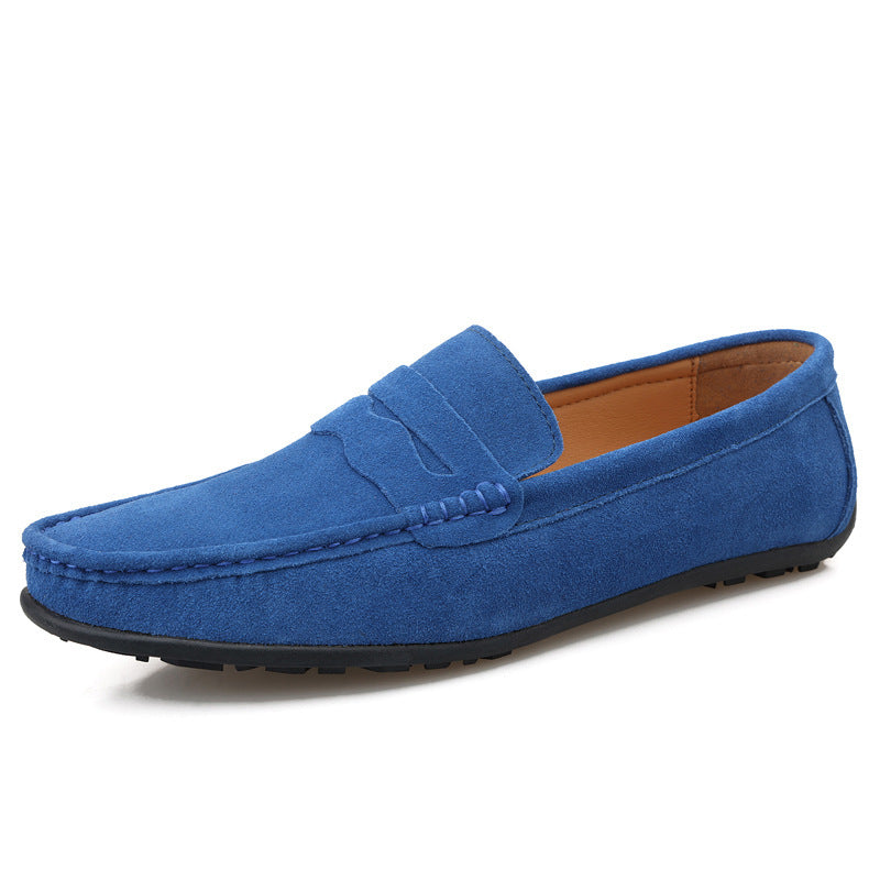 Men's Solid Color Loafers Suede British Flat Casual Shoes