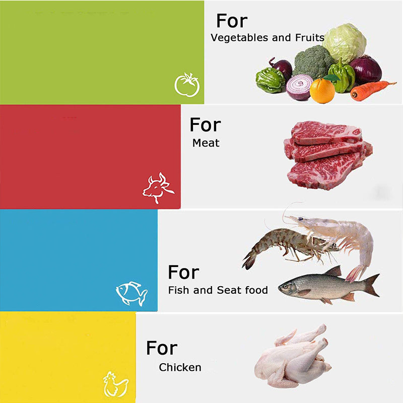 PP Plastic Environmentally Friendly Food Graded 4PCS Cutting Board Set