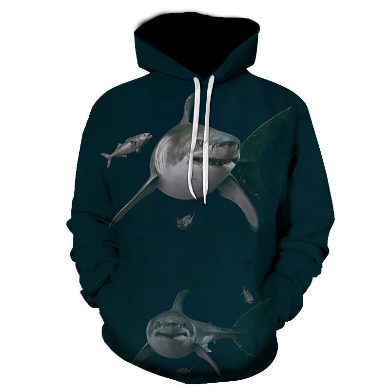 Unisex Shark Pullover Loose Fit Hoodie