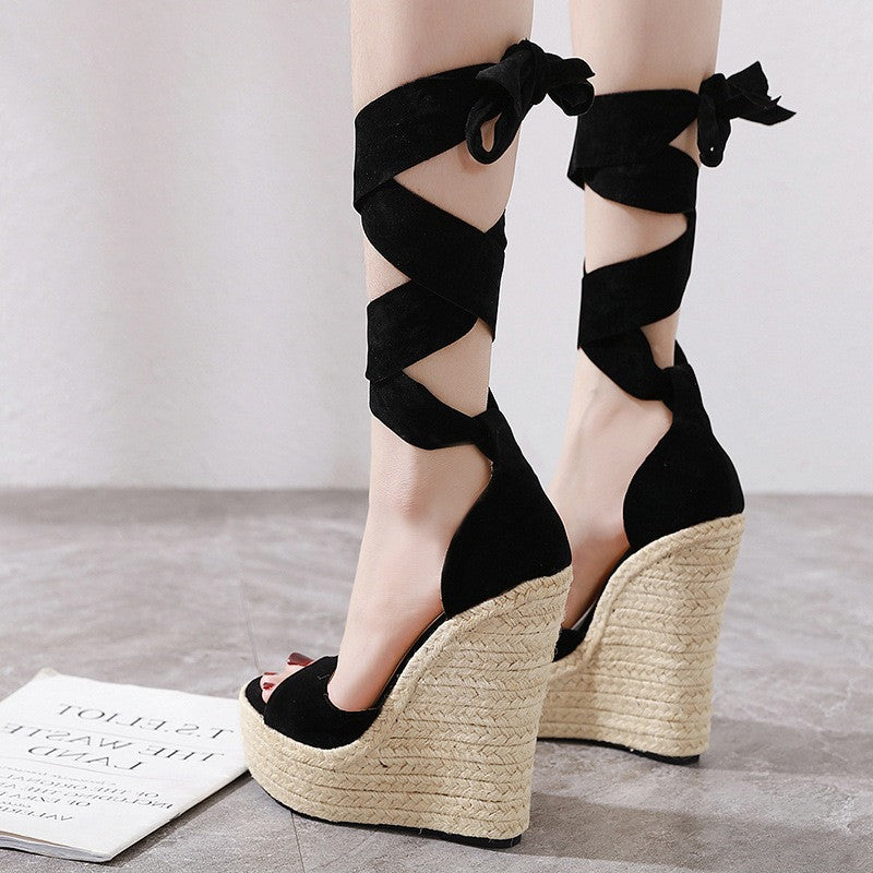 Sandals Women's Summer Slope With Hemp Rope Sole Platform Shoes