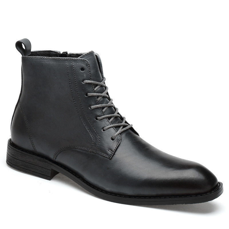Winter Men's High-Top Business Leather Shoes Martin Boots Top Layer Cowhide Boots