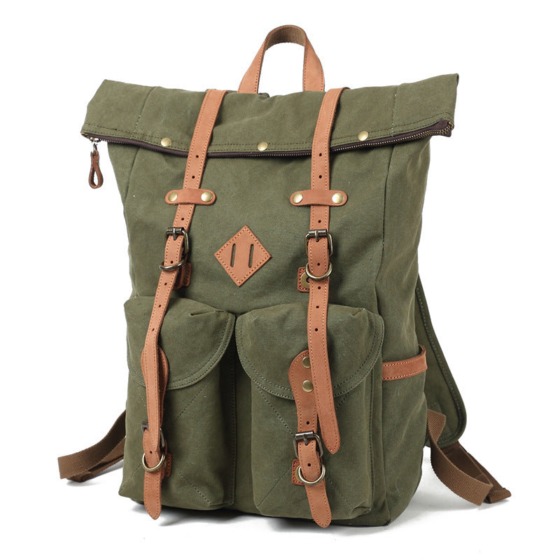 Oil Wax Canvas Waterproof Travel Retro Backpack