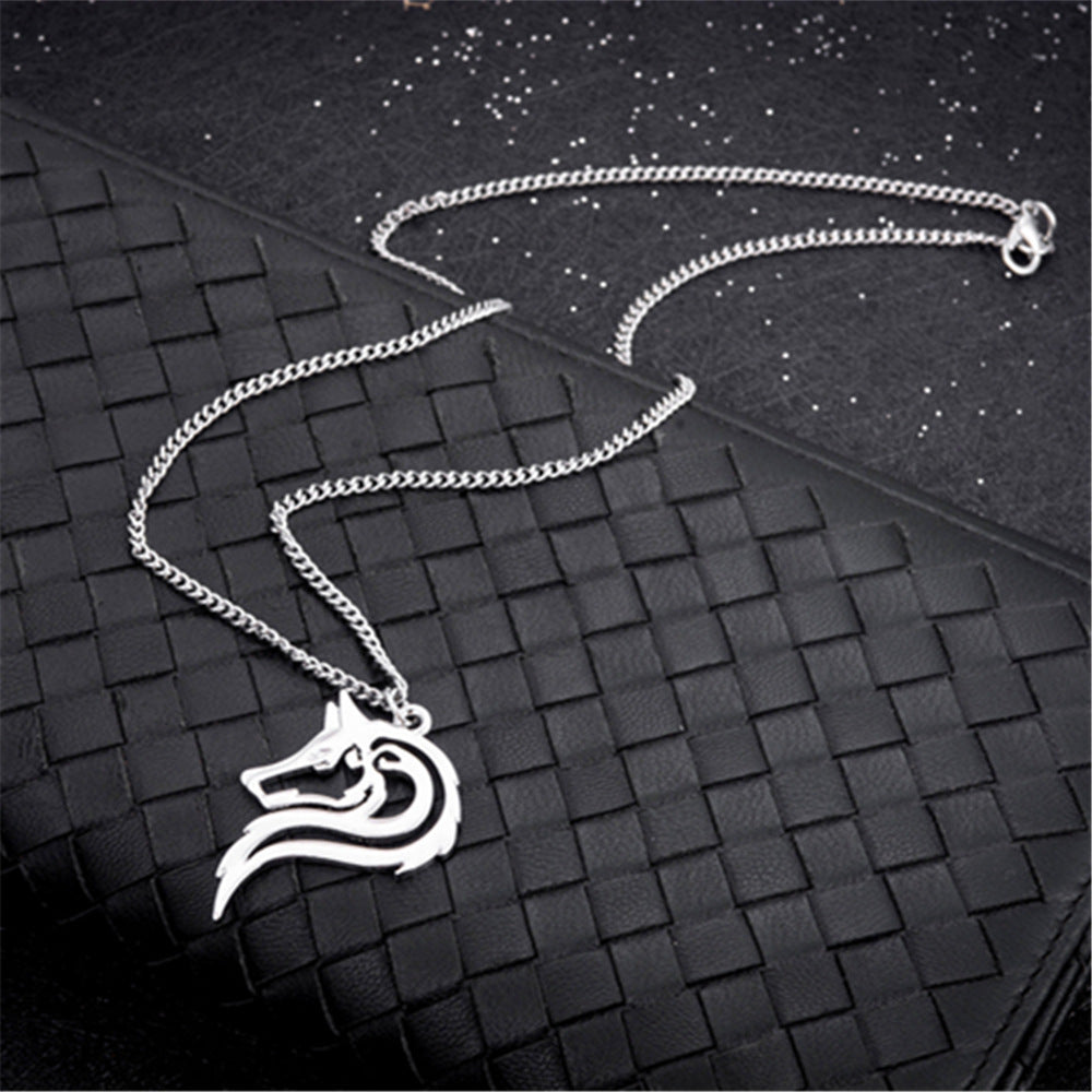 Men's Metal Alloy Wolf Head Pendant Necklace