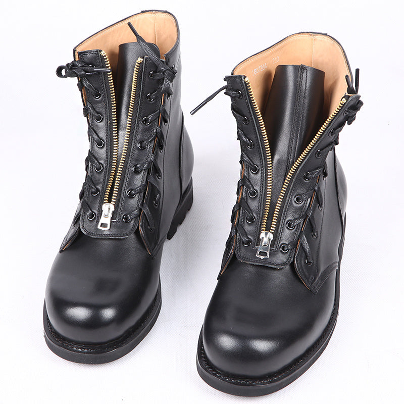 Leather High Top Round Toe Boots For Women