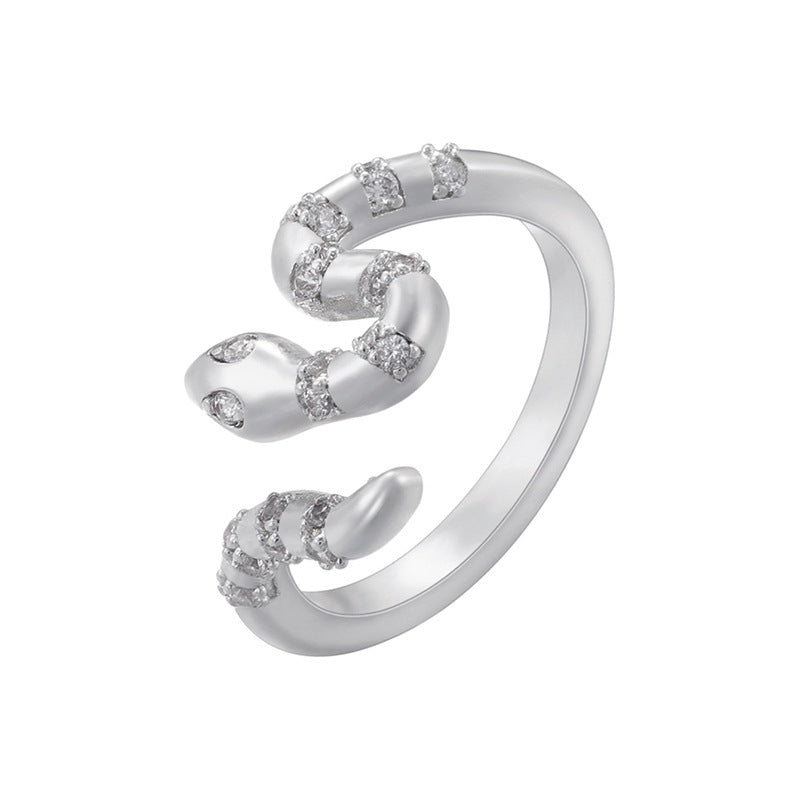 Micro Inlay Colorful Crystals Snake Rings