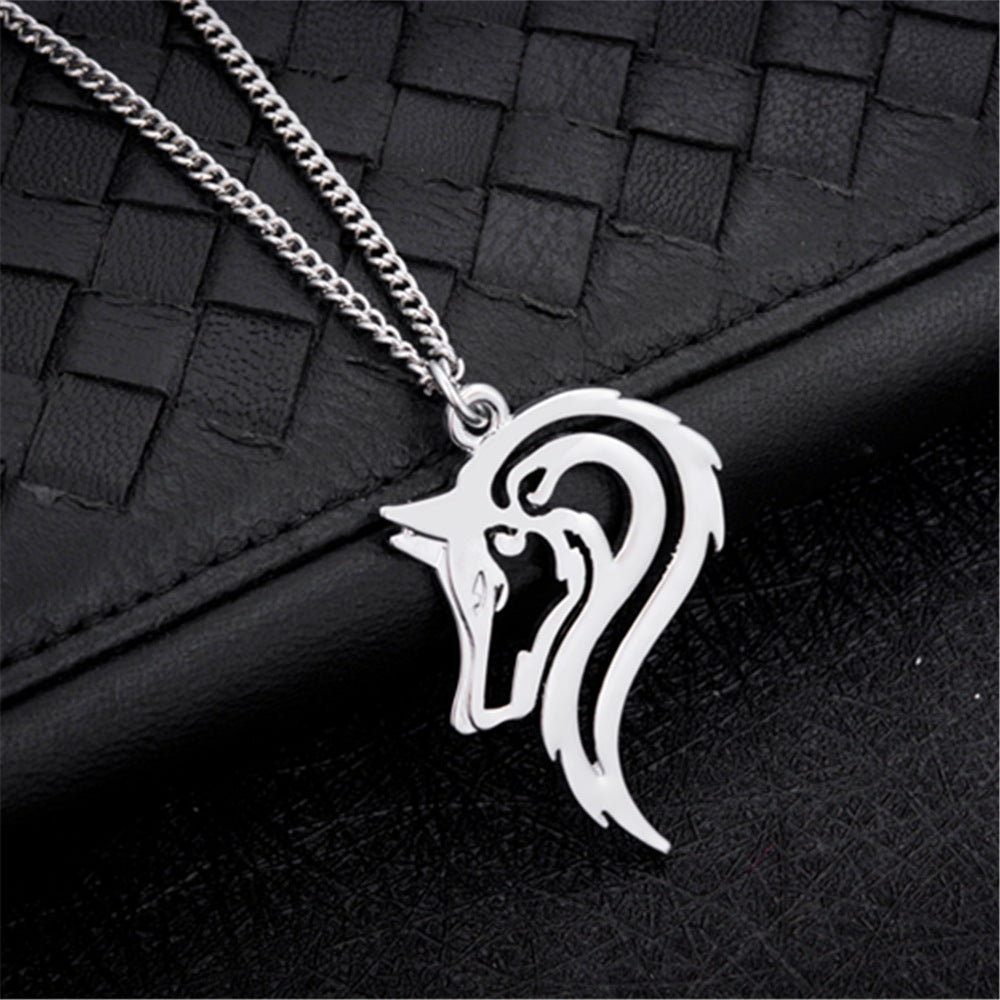 Men's Metal Alloy Wolf Head Pendant Necklace
