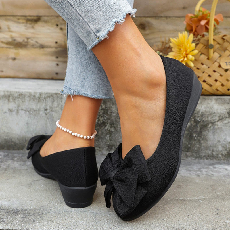 Bowknot Flats Shoes Fashion Casual Round Toe Slip-On Loafers For Women
