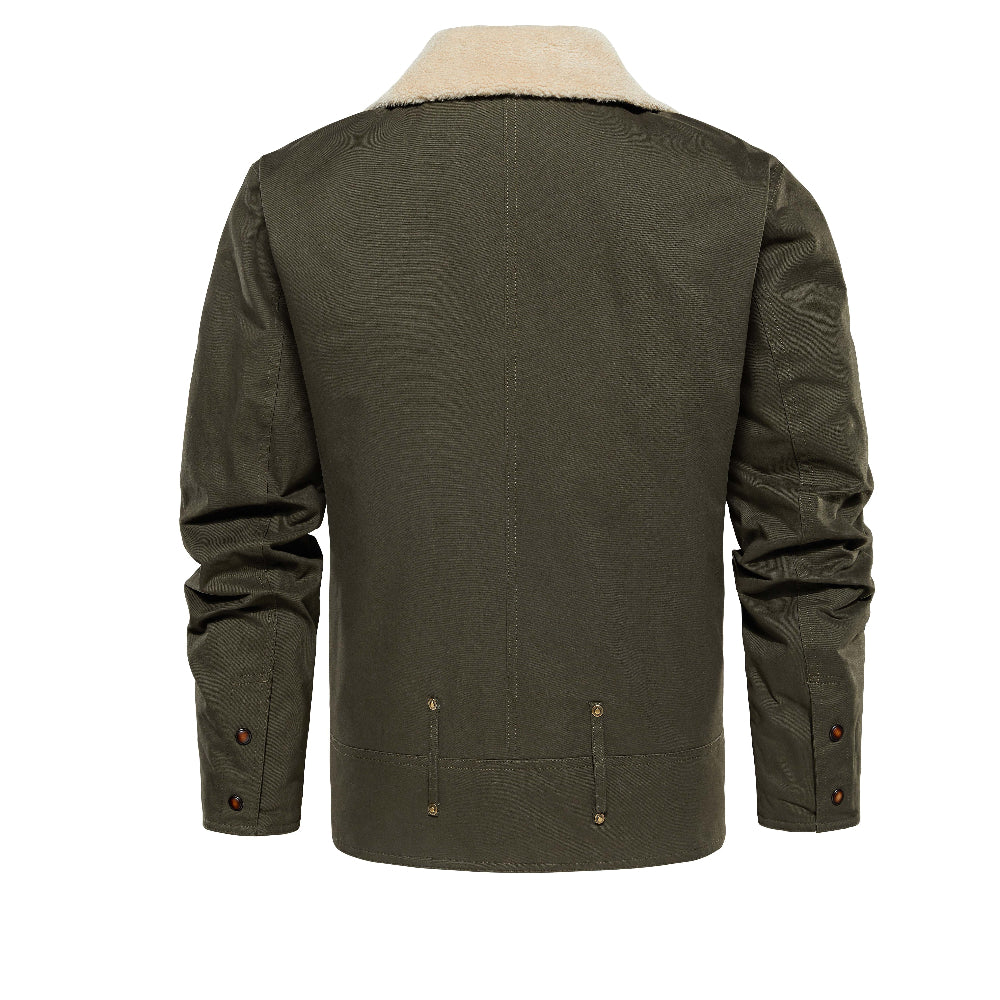 Thickened Work Jacket With Multiple Pockets Autumn & Winter Warm Outerwear For Men