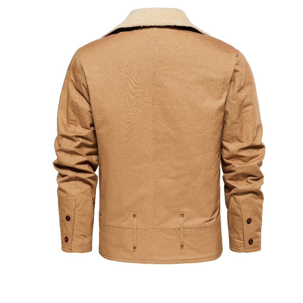 Thickened Work Jacket With Multiple Pockets Autumn & Winter Warm Outerwear For Men
