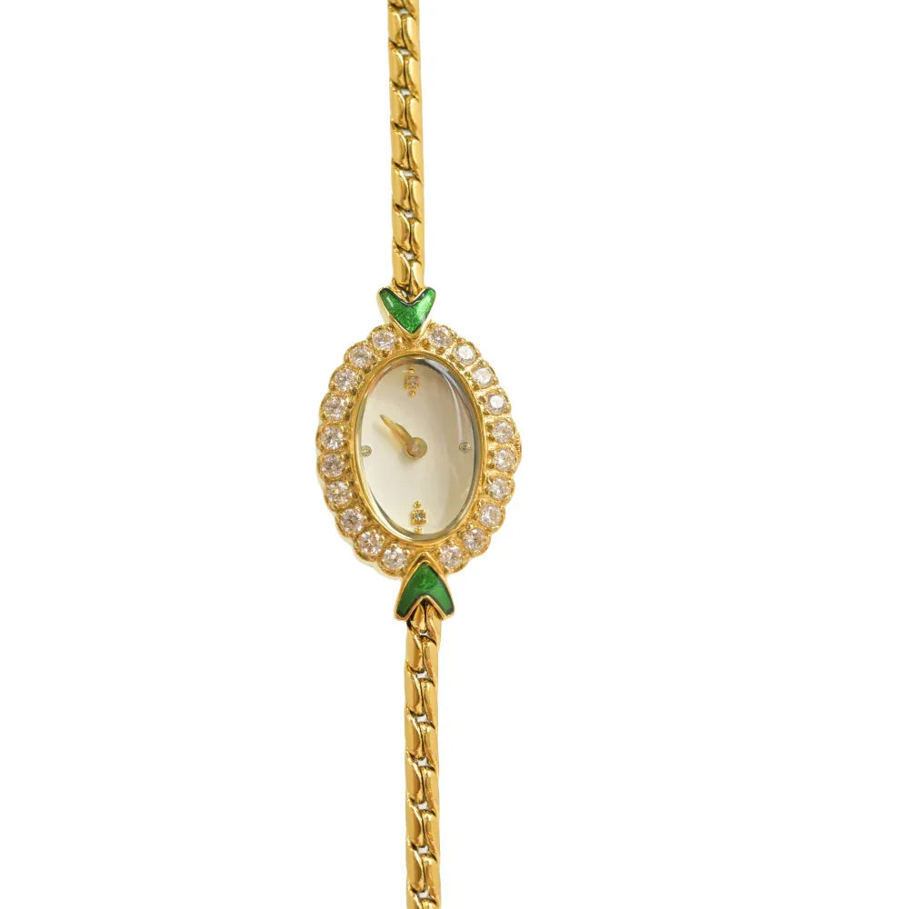 Women's Handmade Classic Watch With Inlaid Rhinestones