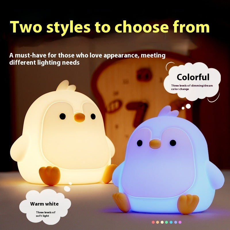 Baby Penguin Small Night Bedroom Bedside Silicone Pat Table Lamp
