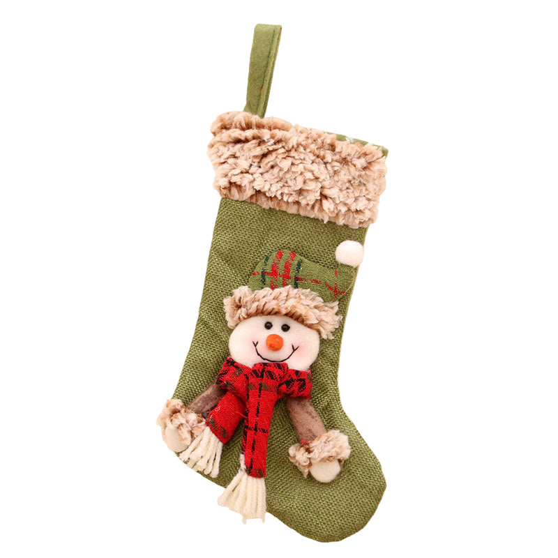 Three-Dimensional Linen Plush Christmas Socks Hanging Decorations
