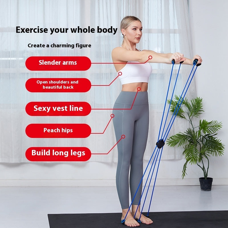 Versatile Eight Character Puller Resistance Band For Exercise And Fitness.