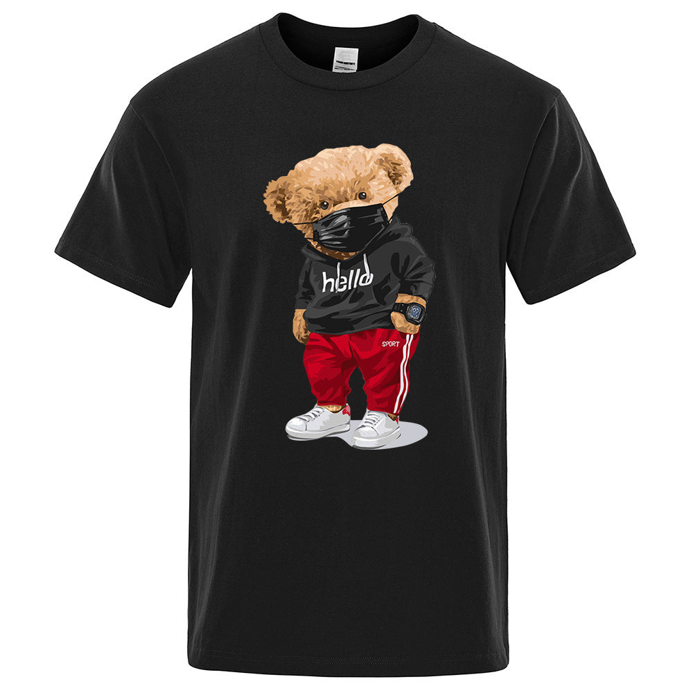 Printed Masked Bear Short-sleeve T-Shirt For Men