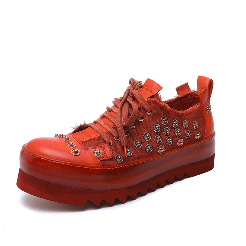 Niche Design Leather Canvas Breathable Handmade Shoes