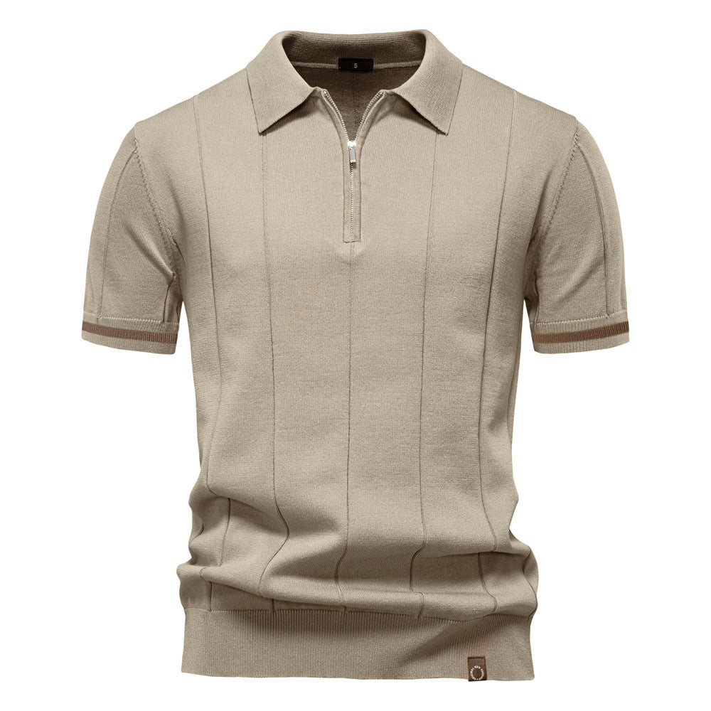 Men's Business Casual Short Sleeve Polo Polo Shirt With Zipper