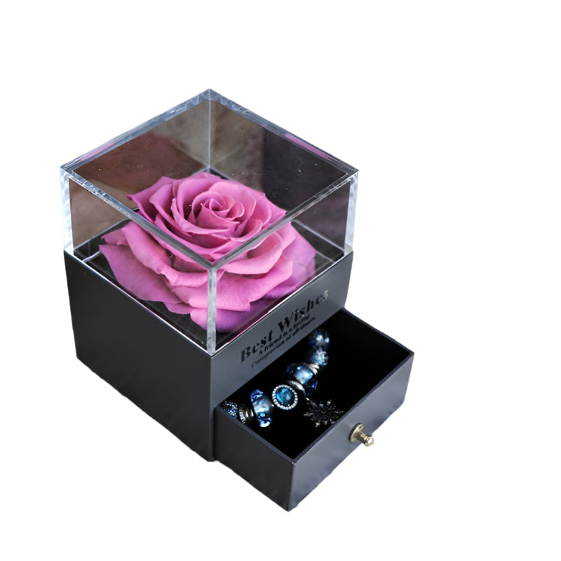 Eternal Romantic Flower Rose Jewelry Box for Birthday Presents Valentines Day Wedding Gift