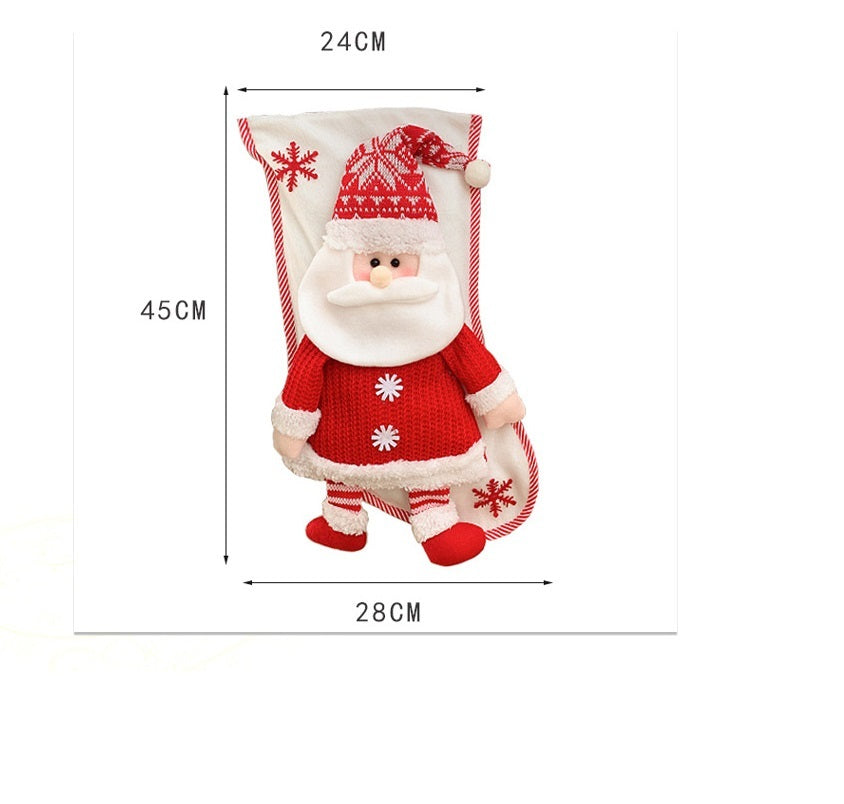Christmas Decorations Knitted Three-Dimensional Snowman Santa Stockings Gift Bag