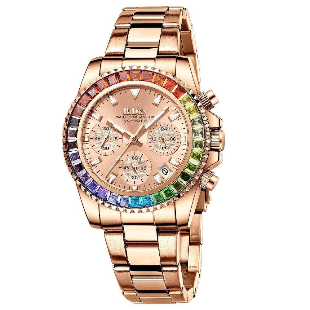 Fashion Steel Band Business Ladies Women's Trend Colored Diamond Watch