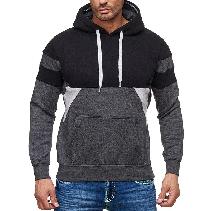 Men's Casual Color Matching Loose Fit Hoodie