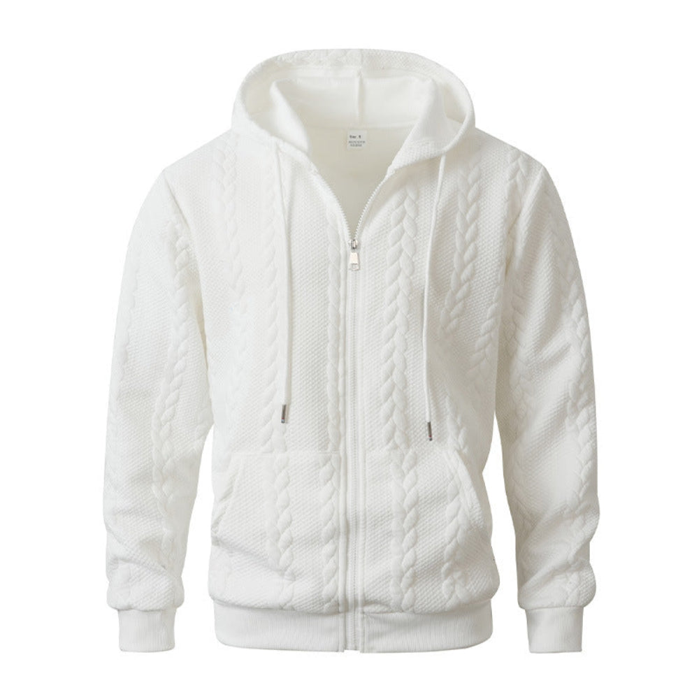 Men's Sporty Solid-Color Patterned Casual Hoodie