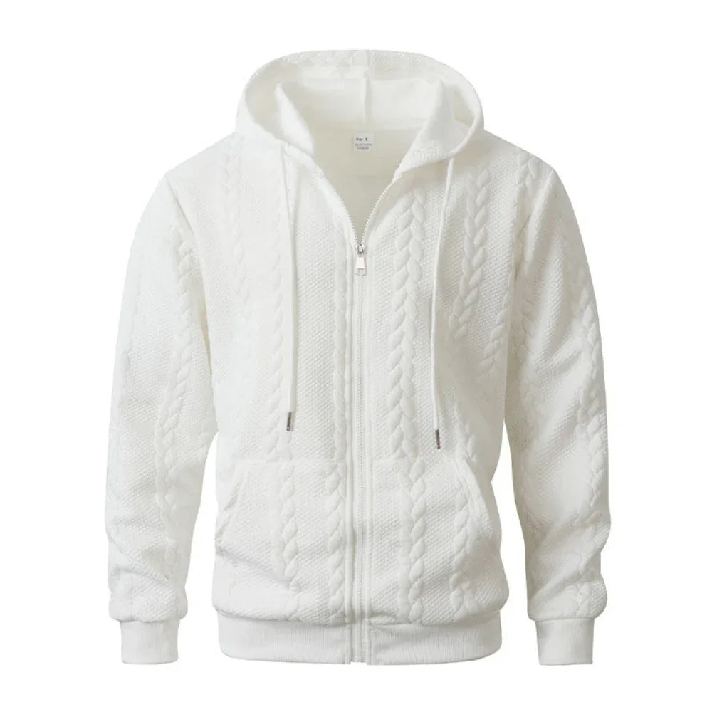 Men's Sporty Solid-Color Patterned Casual Hoodie