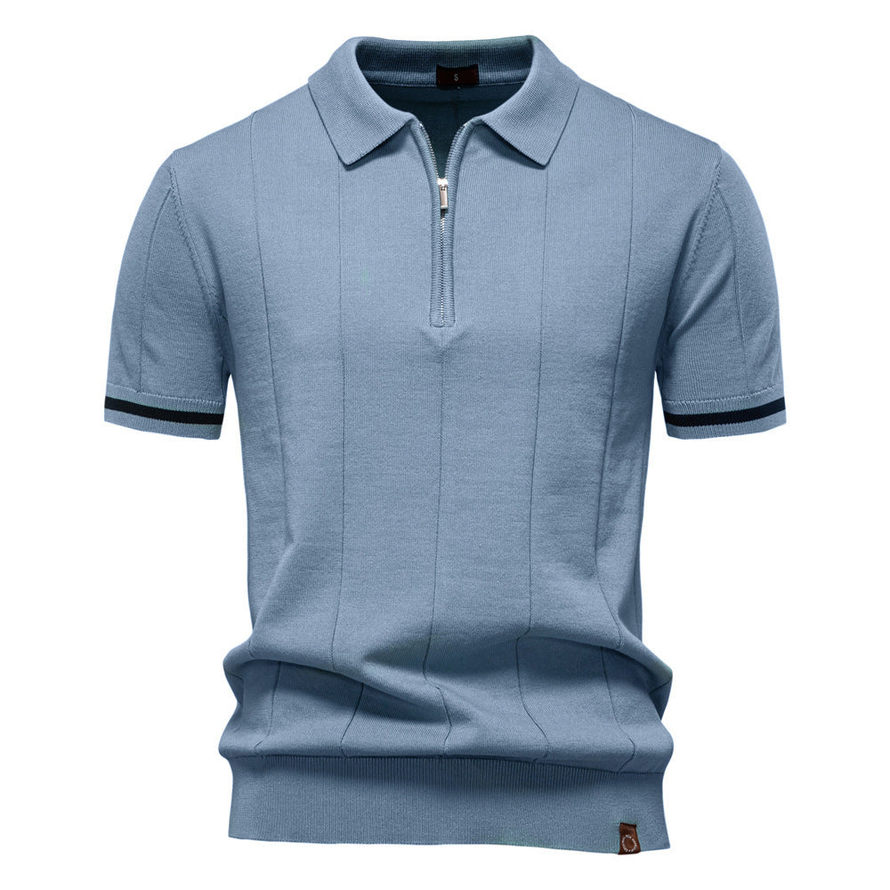 Men's Business Casual Short Sleeve Polo Polo Shirt With Zipper