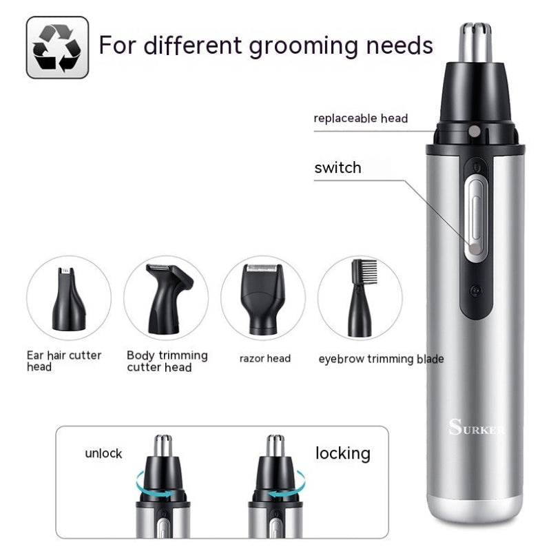 Five-In-One Multifunctional USB Charging Portable Mini Nose Ear Hair Trimmer