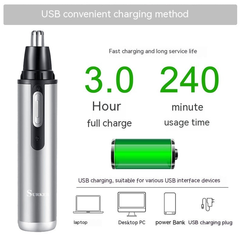 Five-In-One Multifunctional USB Charging Portable Mini Nose Ear Hair Trimmer