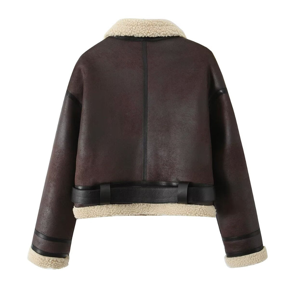Fur Integrated Lapel Thickening Warm Double-Sided Casual Women's Jackets
