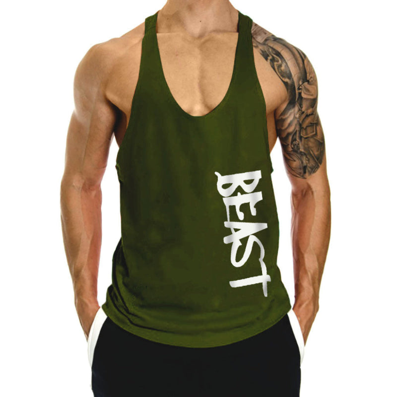 Gym Loose Leisure Muscle Sports Vest Men's I-Shaped Tank Top Breathable Sleeveless T-Shirt