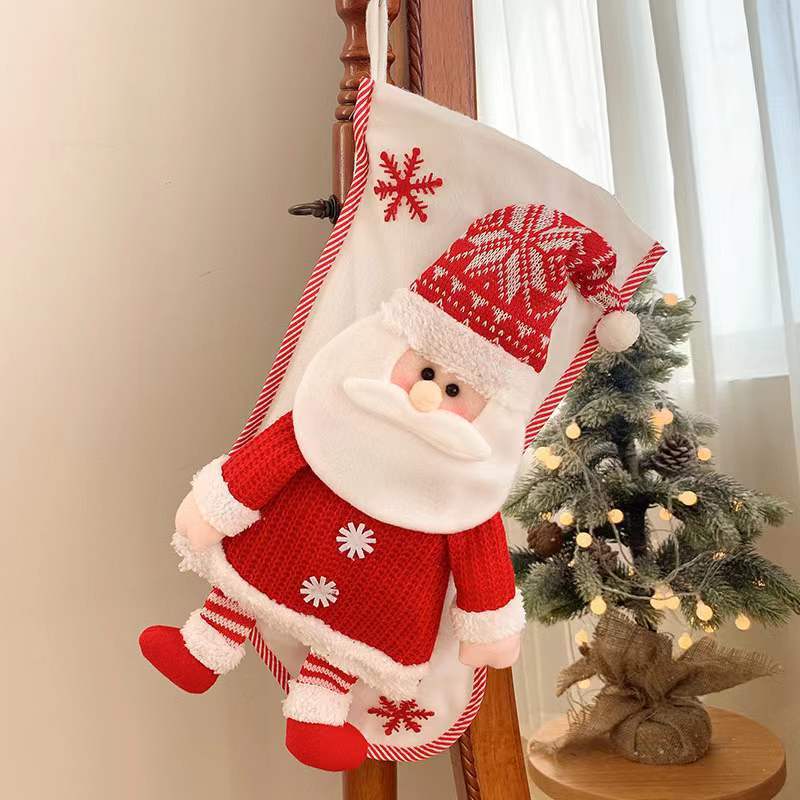 Christmas Decorations Knitted Three-Dimensional Snowman Santa Stockings Gift Bag